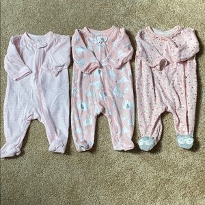 Carter’s baby girl 3M footed pajama sleepers